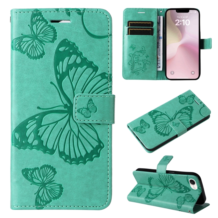 Levně ART BUTTERFLY Peněženkový obal pro Apple iPhone 16e zelený