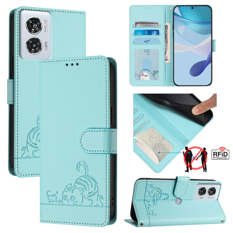 ART CAT Peněženkový obal s řemínkem pro Motorola Edge 50 Fusion mentolový