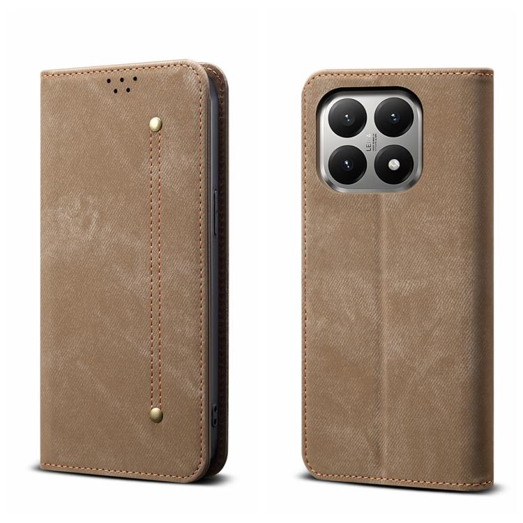 Levně DENIM Peněženkový kryt pro Xiaomi 15T šedohnědý