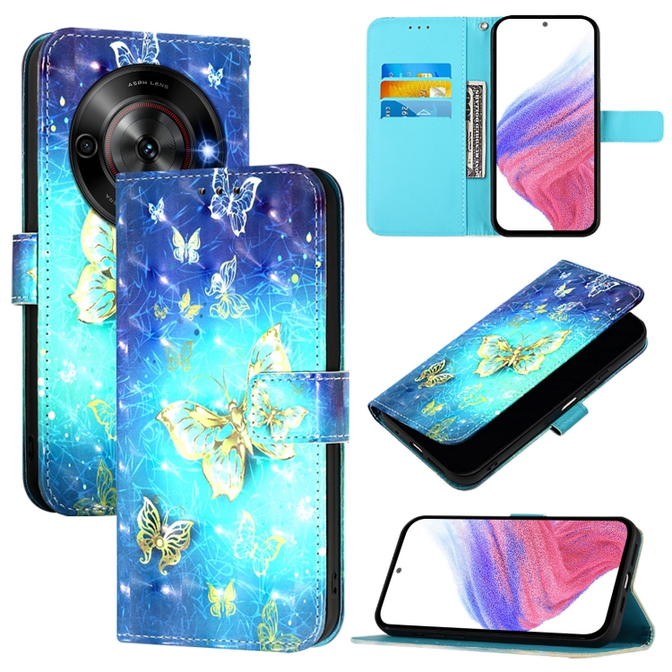 Levně ART Peněženkový kryt pro ZTE Blade A75 5G / Nubia Focus 5G GOLDEN BUTTERFLY