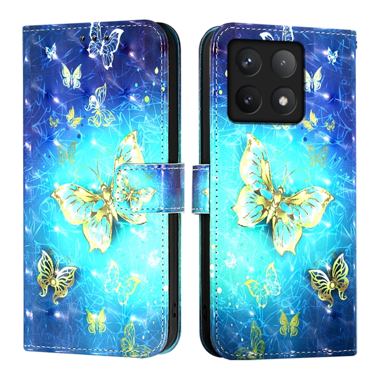 Levně ART Peněženkový kryt pro Xiaomi 14T GOLDEN BUTTERFLY