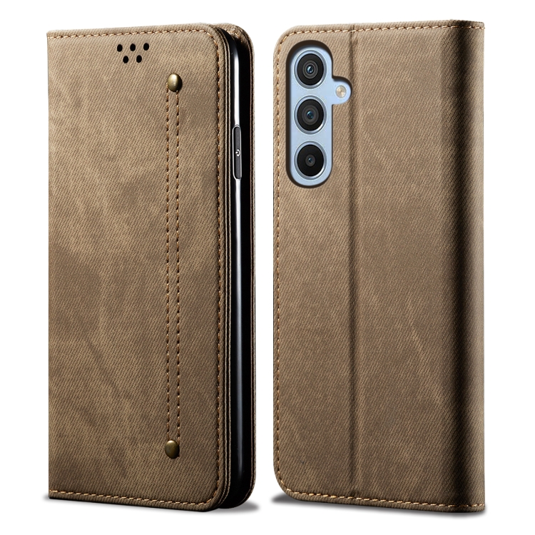 Levně DENIM Peněženkový kryt pro Samsung Galaxy A16 / A16 5G šedohnědý
