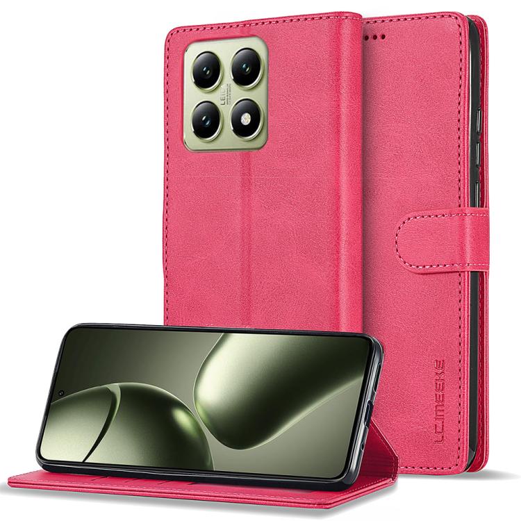 Levně IMEEKE Peněženkový obal pro Xiaomi 14T růžový