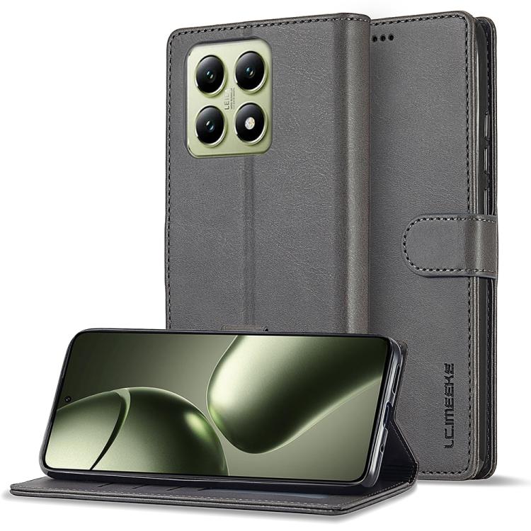 Levně IMEEKE Peněženkový obal pro Xiaomi 14T šedý