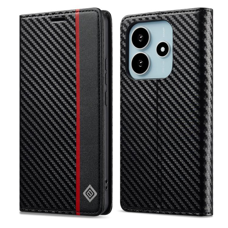Levně IMEEKE CARBON Peněženkový obal pro Xiaomi Redmi Note 14 (EU verze 164.8mm)