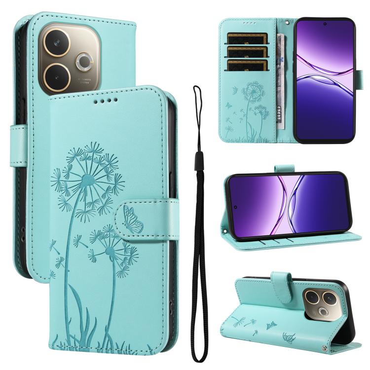 Levně ART DANDELION Peněženkové pouzdro pro Oppo A5 Pro 5G světle zelené