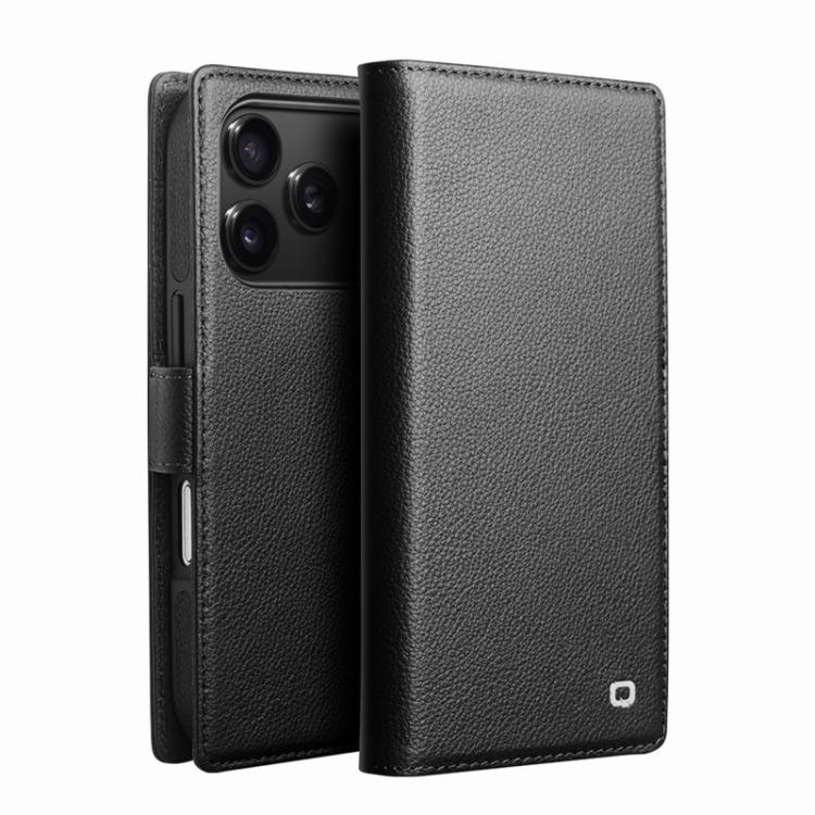 Levně QIALINO CLASSIC Kožený obal pro Apple iPhone 17 Pro Max černý