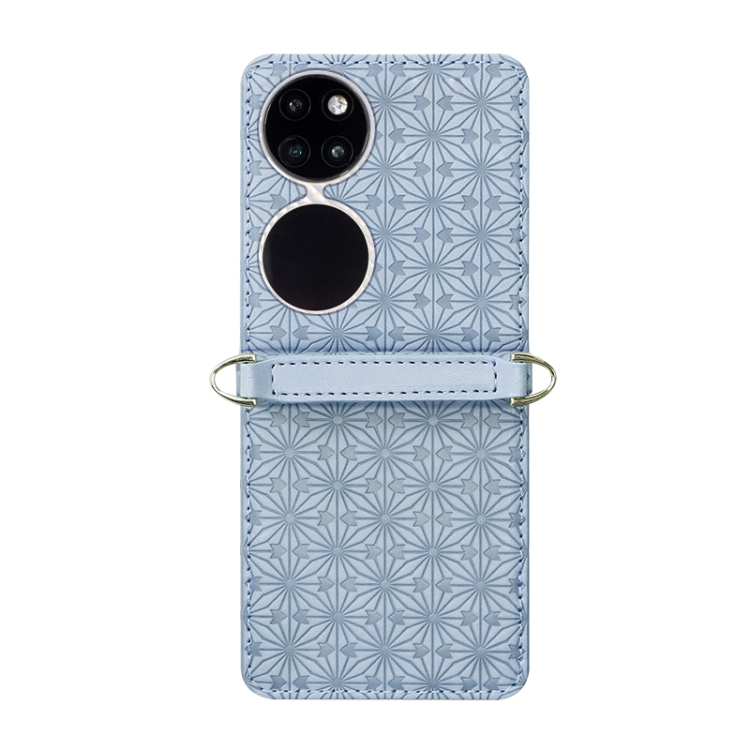 Levně EMBOSSED Kryt s řemínkem Huawei P50 Pocket modrý