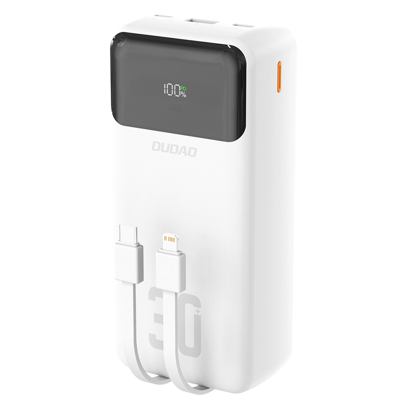 Levně DUDAO K15MAX Externí nabíječka se zabudovanými kabely 30 000 mAh 22.5W bílá