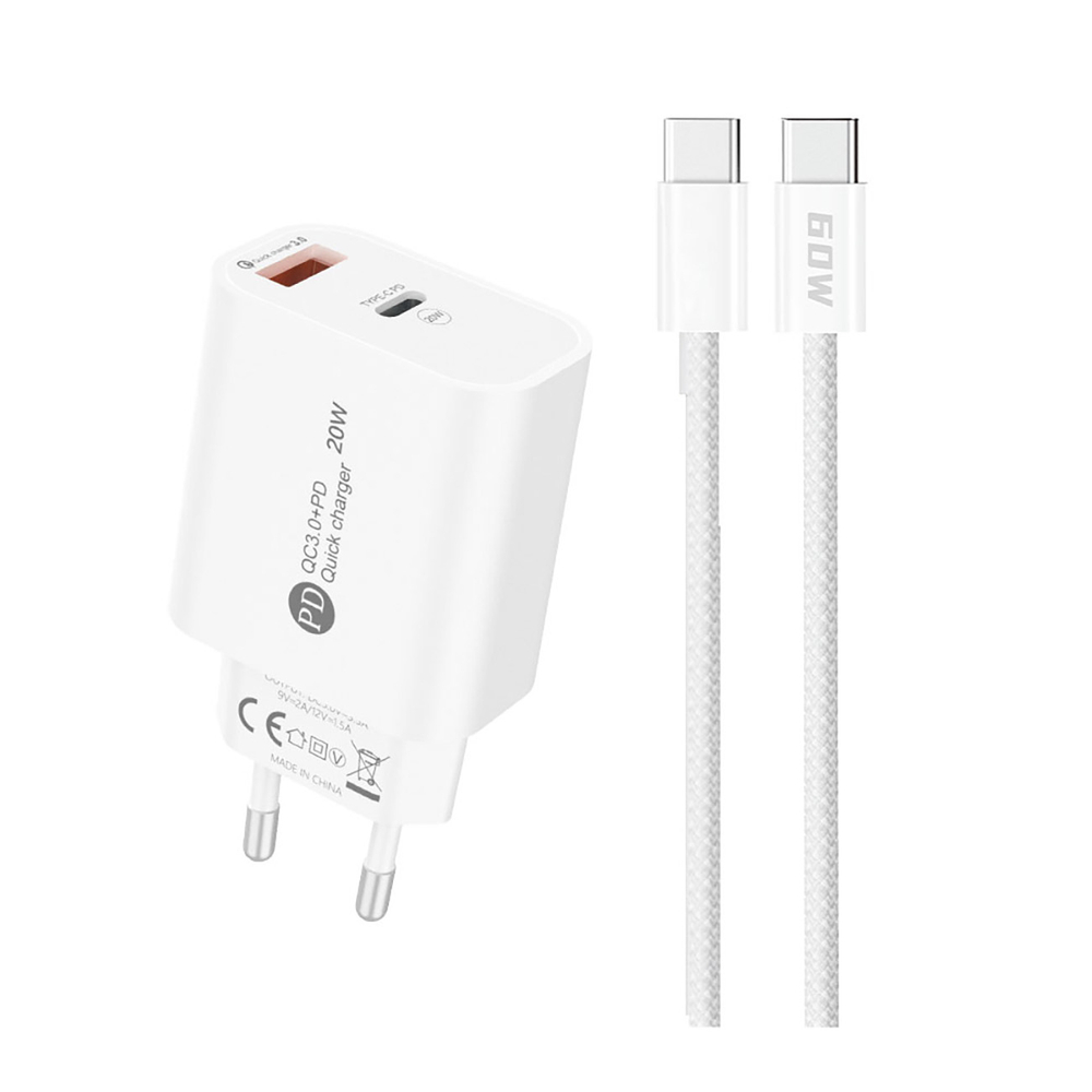 Levně A6MaxL 20W Síťová nabíječka s kabelem USB-C bílá