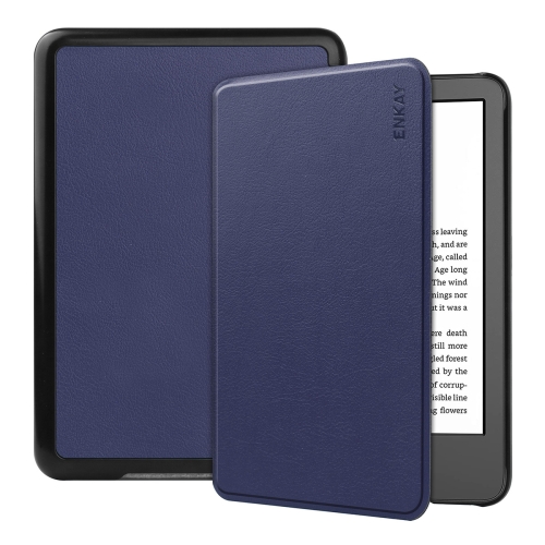 ENKAY LEATHER Zaklápěcí obal pro Amazon Kindle 11. generace 2022 / 2024 tmavě modrý