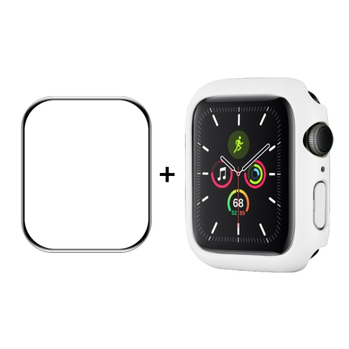 ENKAY Plastový kryt s tvrzeným sklem pro Apple Watch 9 / 8 / 7 (45mm) bílý