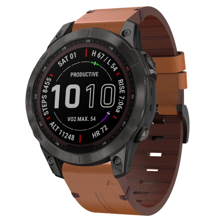 Levně LEATHER Kožený řemínek Garmin Fenix 7 / 7 Solar / 7 Sapphire hnědý
