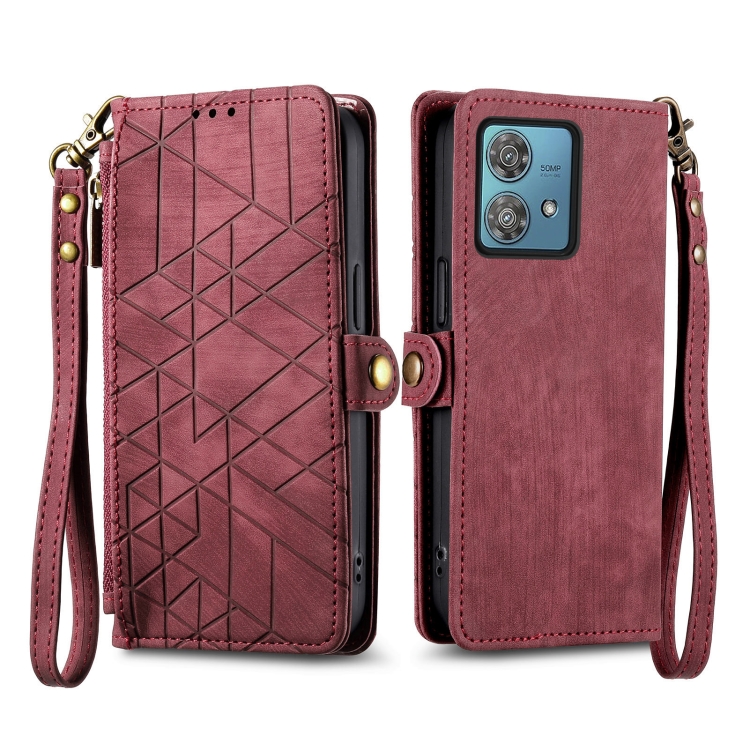 GEOM Peněženkové pouzdro pro Motorola Moto G84 5G červené