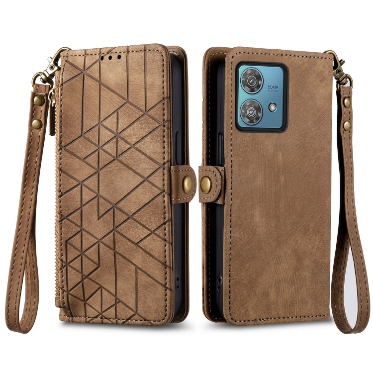 GEOM Peněženkové pouzdro pro Motorola Moto G84 5G hnědé