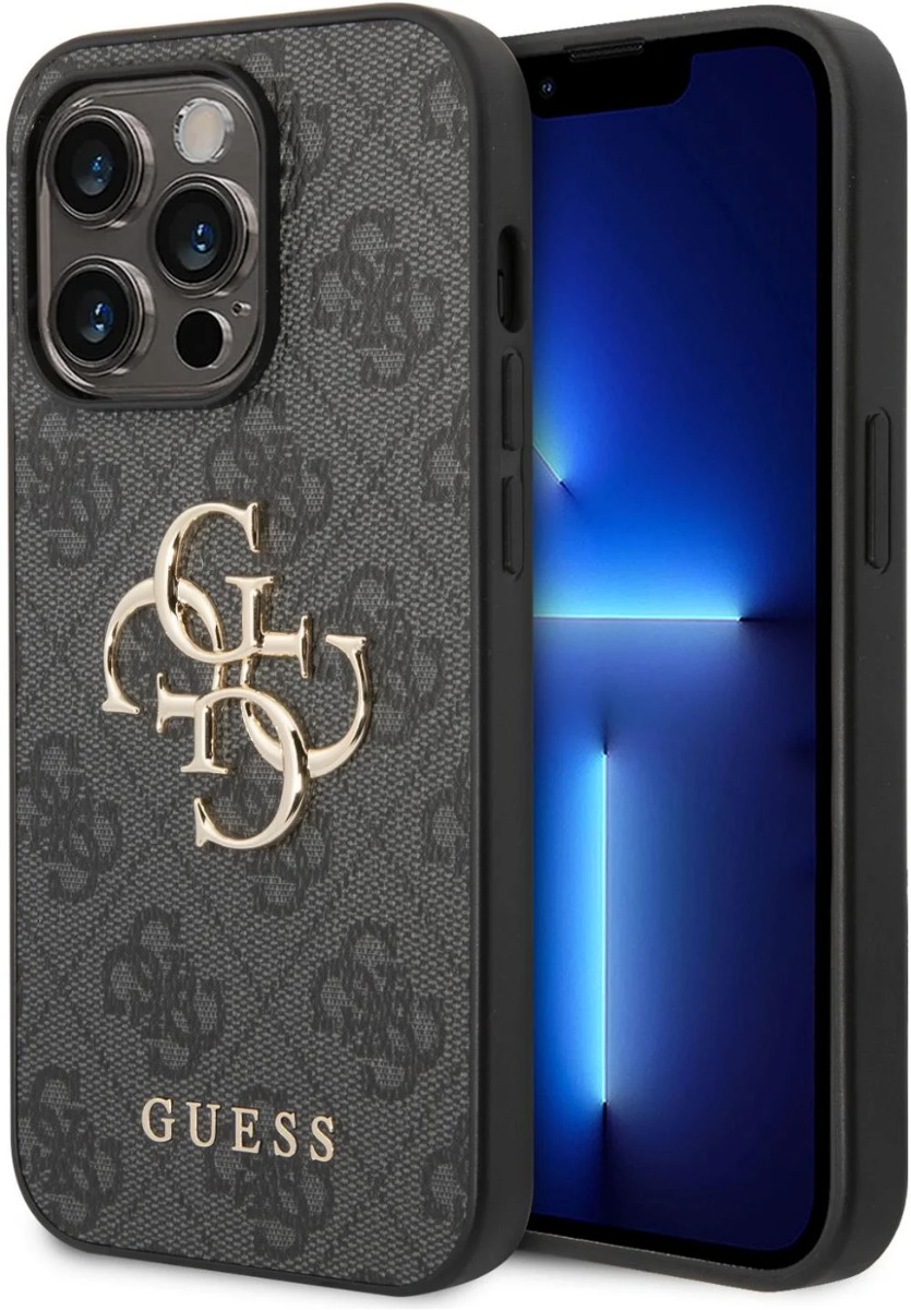 Levně GUESS 4G METAL Kryt pre Apple iPhone 15 Pro Max šedý
