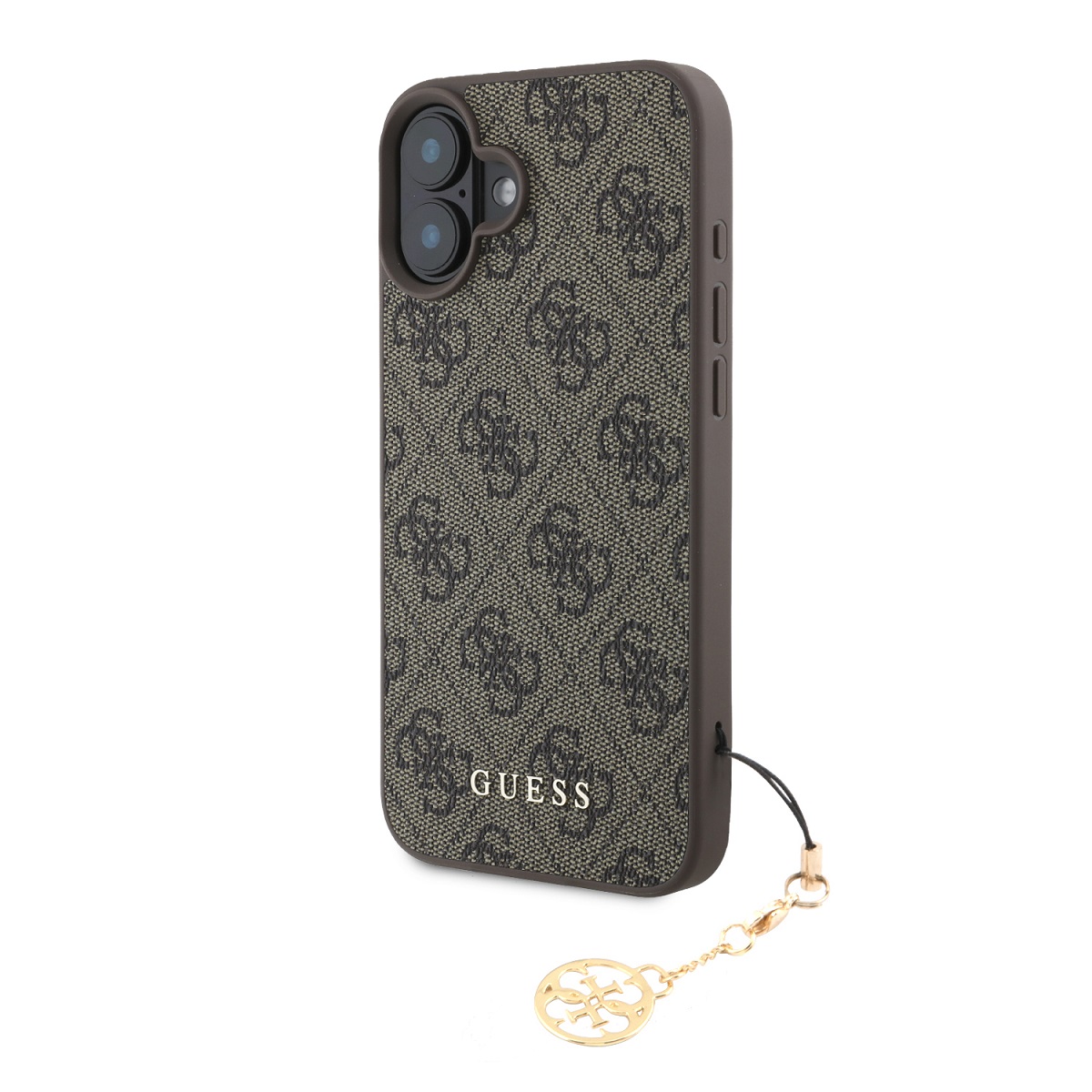 GUESS 89277 GUESS 4G Kryt s přívěskem Apple iPhone 16Plus hnědý