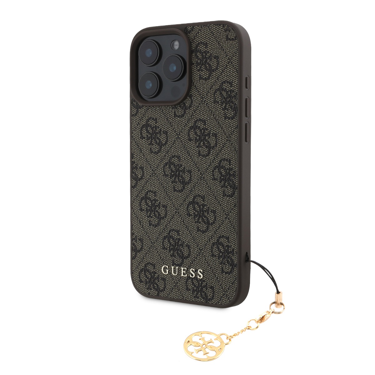 GUESS 89285 GUESS 4G Kryt s přívěskem Apple iPhone 16Pro Max hnědý