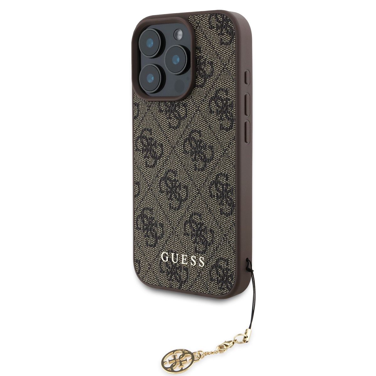 GUESS 89280 GUESS 4G Kryt s přívěskem Apple iPhone 16Pro hnědý