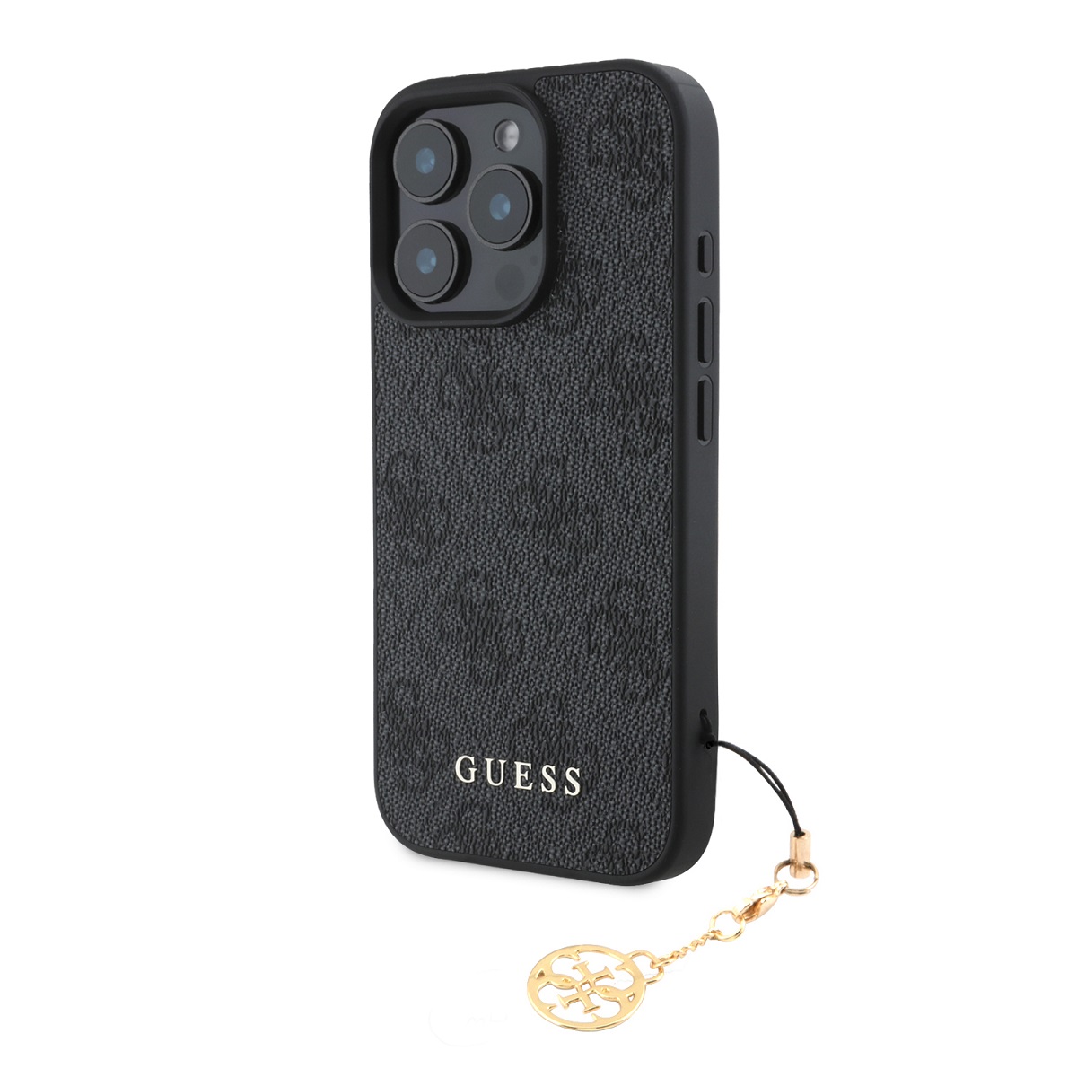 GUESS 89284 GUESS 4G Kryt s přívěskem Apple iPhone 16Pro šedý