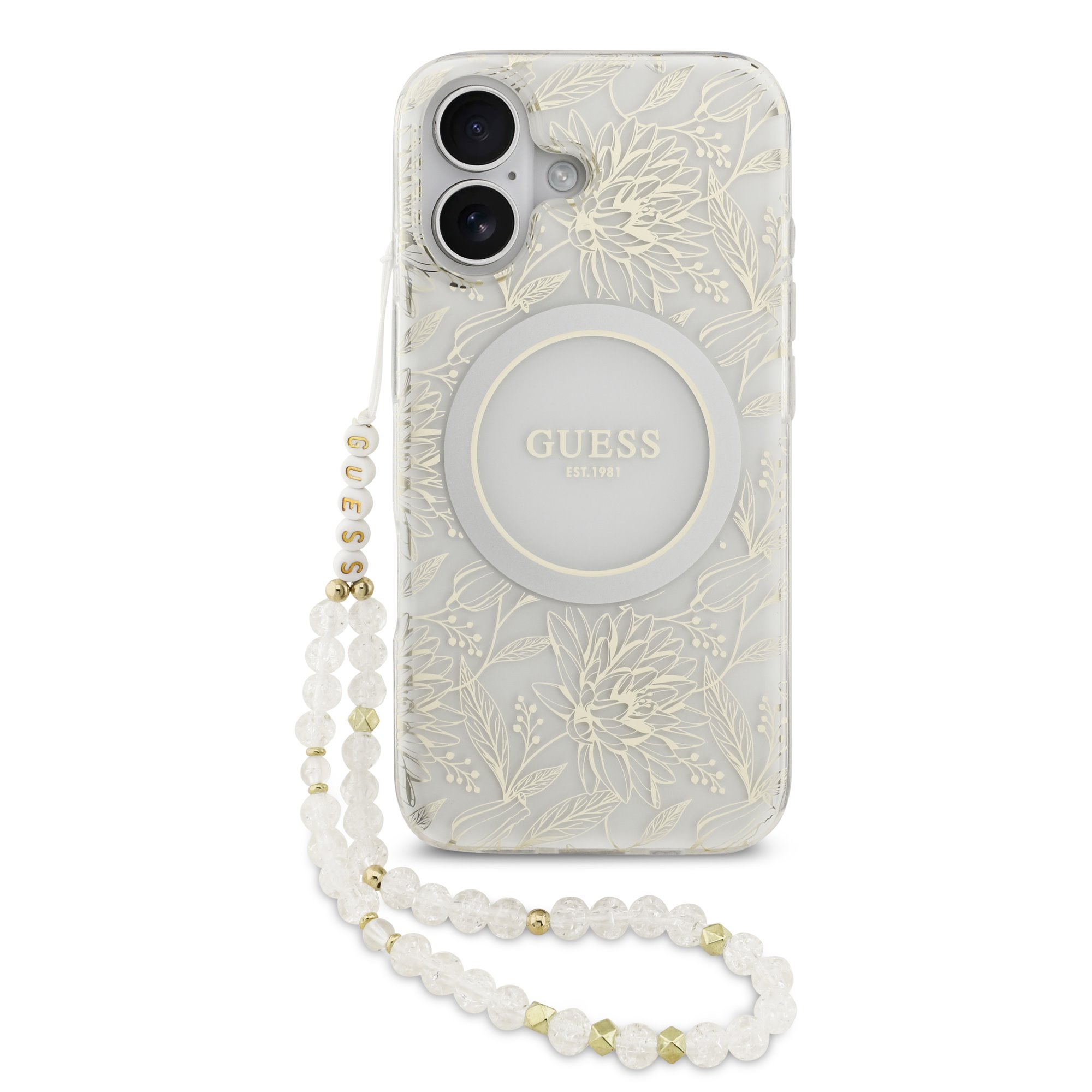 GUESS 122818 GUESS IML FLOWER STRAP Ochranný kryt Apple iPhone 17 WHITE