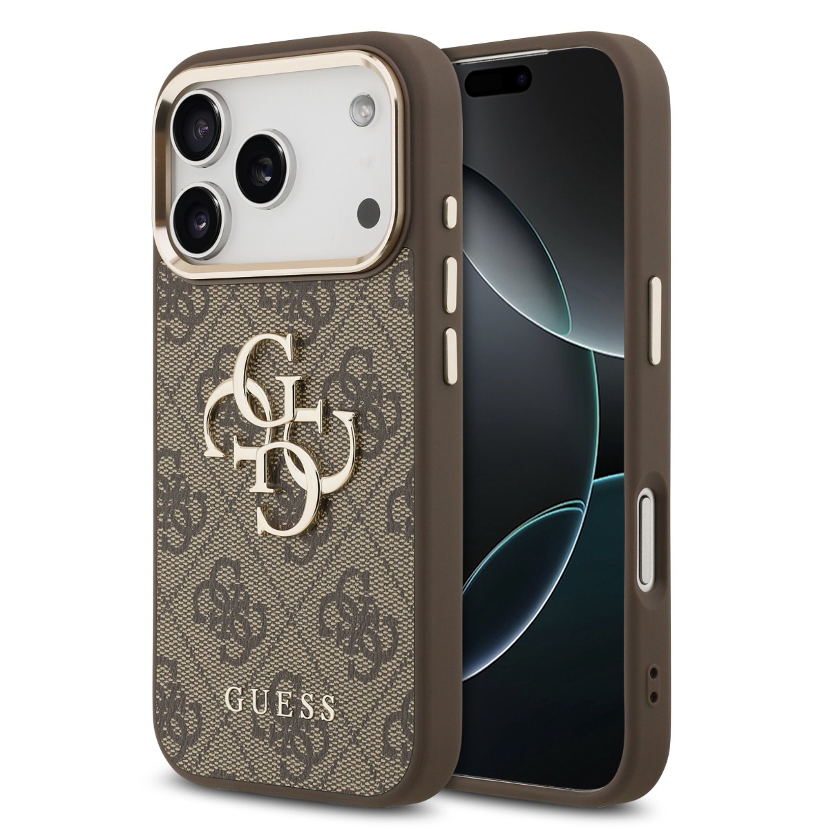 GUESS 123018 GUESS 4G METAL Ochranný obal pro Apple iPhone 17 Pro BROWN