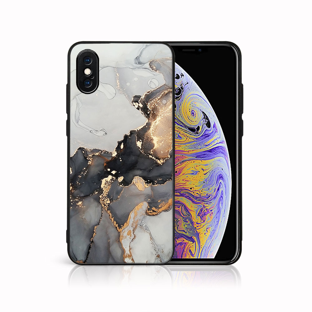 Levně MY ART Ochranný kryt pro Apple iPhone X / XS GREY MARBLE (140)