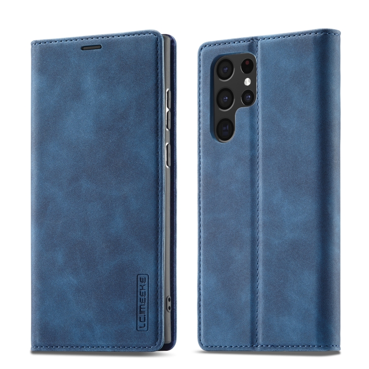 Levně IMEEKE Peněženkový obal Samsung Galaxy S22 5G modrý