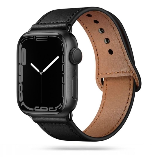 Levně TECH-PROTECT FIT Kožený řemínek Apple Watch 8/7 (41mm) / 6 / SE / 5 / 4 (40mm) / 3 / 2 / 1 (38mm) černý