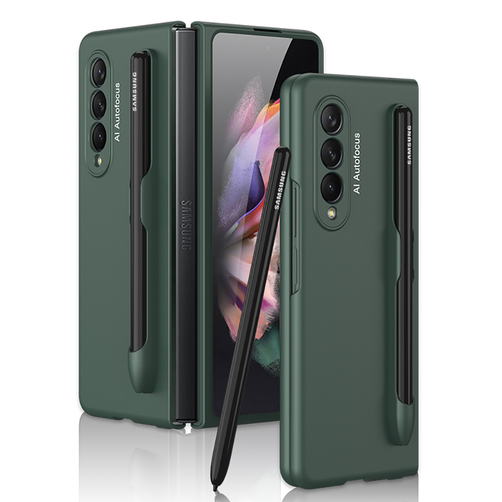 GKK PEN Plastový kryt s držákem na pero Samsung Galaxy Z Fold 3 5G zelený