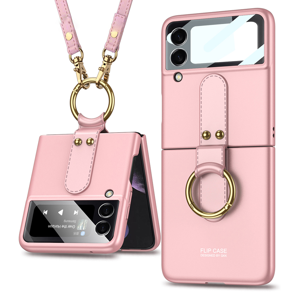 Levně GKK LANYARD Kryt s řemínkem Samsung Galaxy Z Flip 4 5G růžový