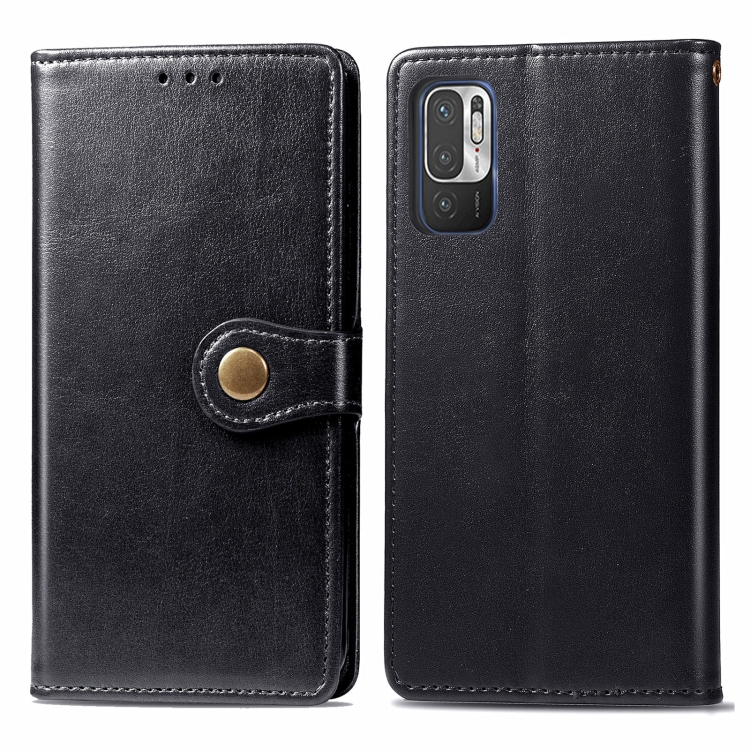 LEATHER BUCKLE Peňaženkový obal Xiaomi Redmi Note 10 5G / Poco M3 Pro černý