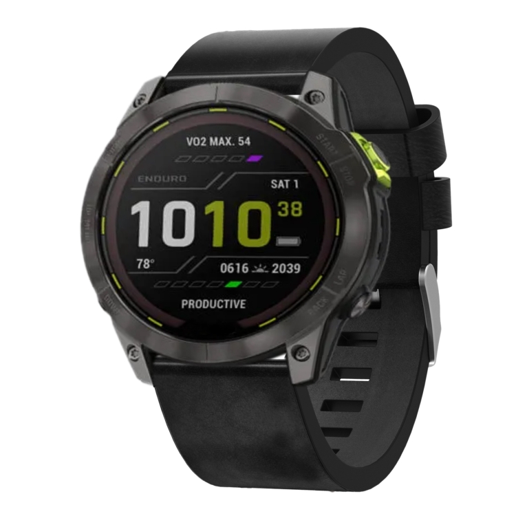 Levně LEATHER Kožený řemínek Garmin Enduro 2 / Tactix 7 černý