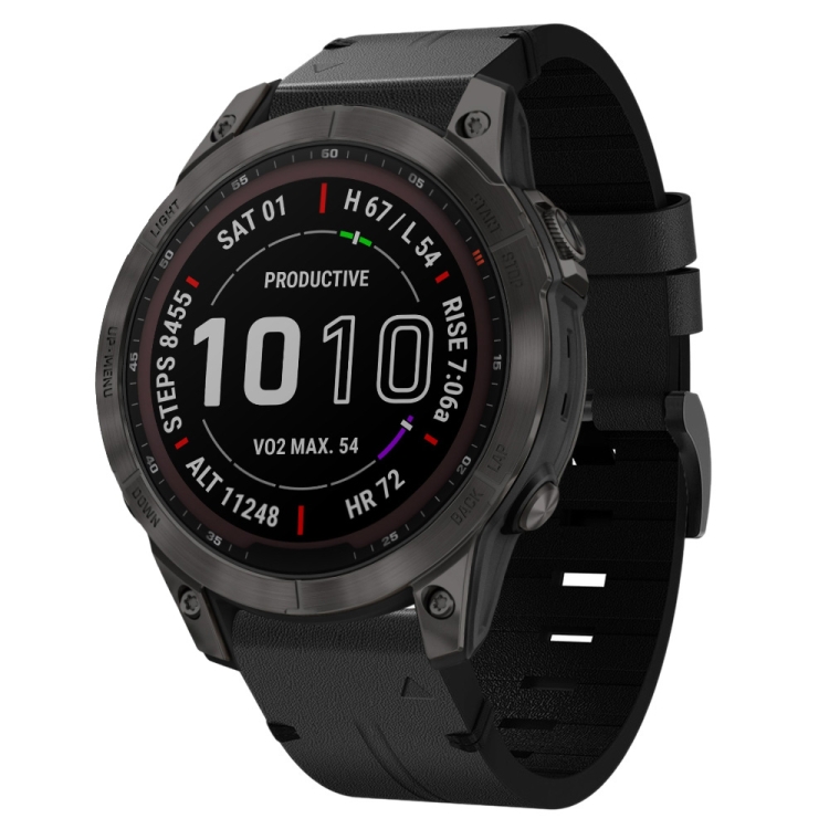 Levně LEATHER Kožený remienok Garmin Fenix 7 / 7 Solar / 7 Sapphire čierny