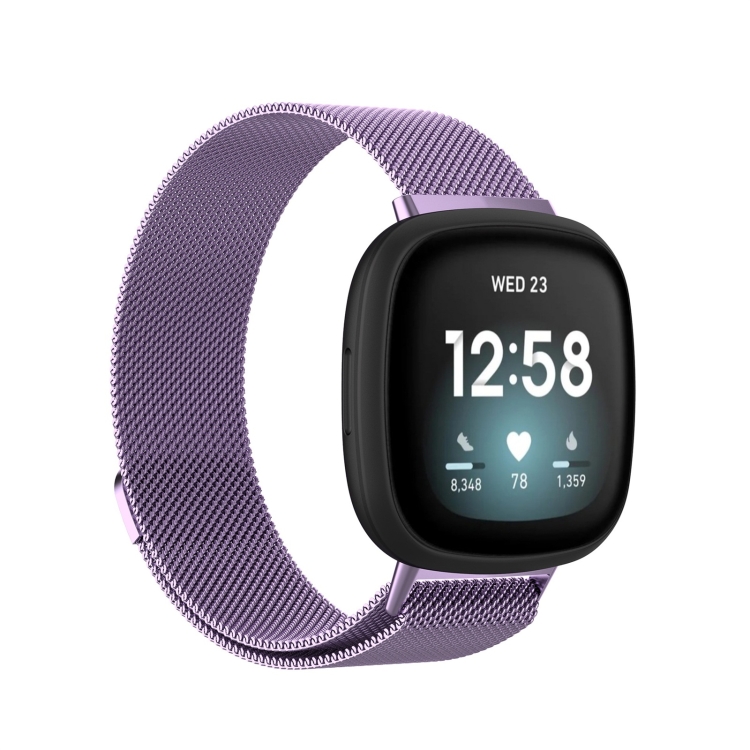 Levně MILANESE Kovový řemínek Fitbit Versa 3 / Fitbit Sense fialový
