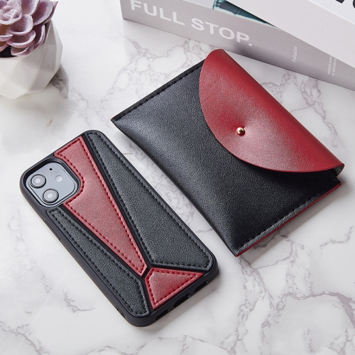 Levně LEATHER SET Kryt + pouzdro Apple iPhone 12 / 12 Pro černý-červený