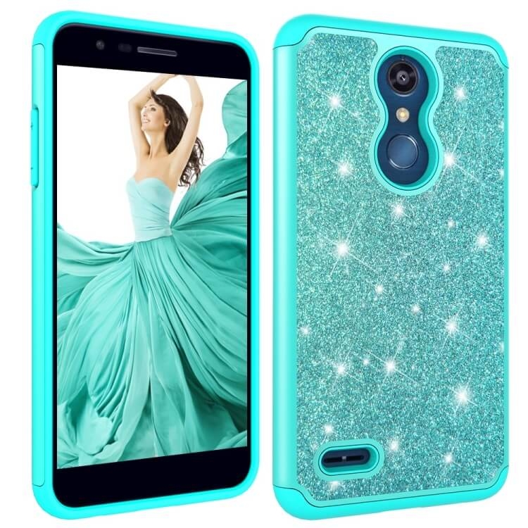 Levně Glitter Powder Ochranný Gumový Obal LG K30 zelený