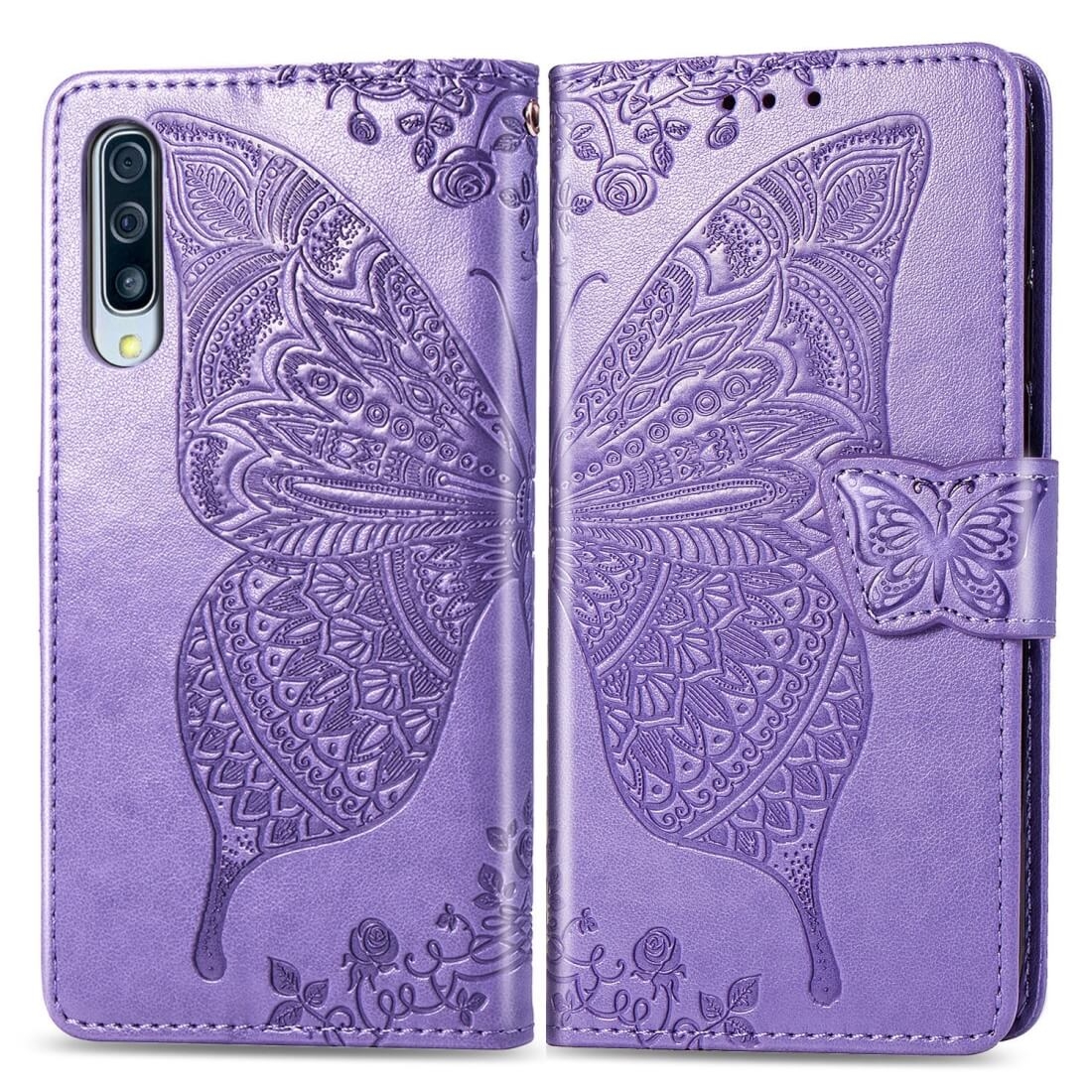 FORCELL ART Peňaženkový obal Samsung Galaxy A70 BUTTERFLY fialový