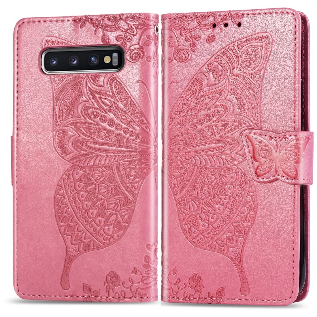 FORCELL ART Peňaženkový obal Samsung Galaxy S10 Plus BUTTERFLY růžový