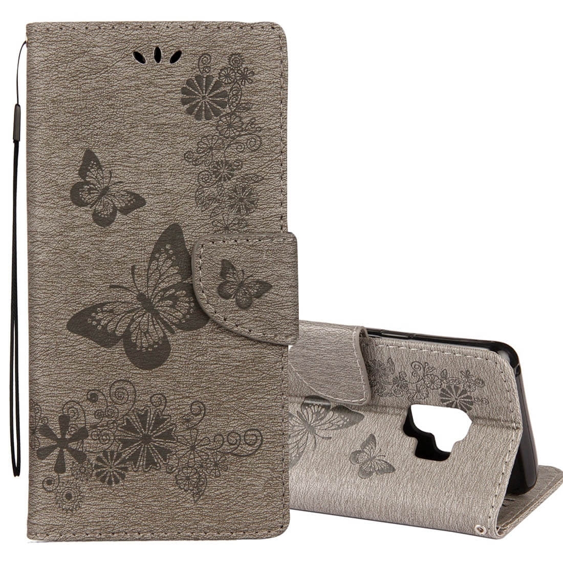 FORCELL ART Peňaženkový obal Samsung Galaxy S9 Butterfly šedý