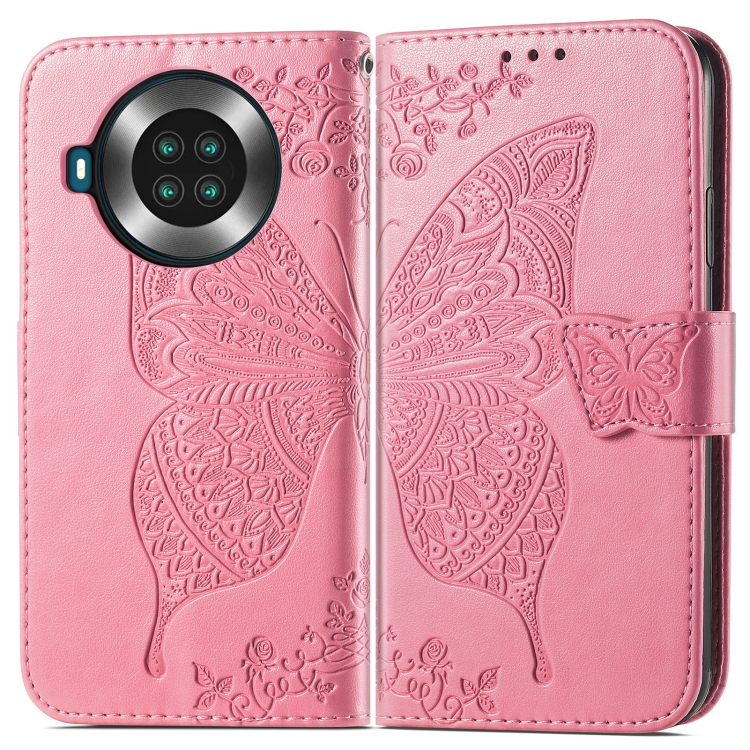 Levně ART Peněženkový kryt Cubot Note 20 / Note 20 Pro BUTTERFLY růžový