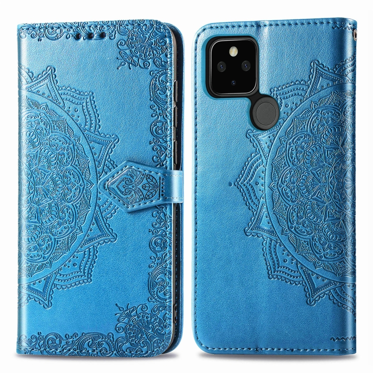 Levně ART Peňaženkový kryt Google Pixel 4a 5G ORNAMENT modrý