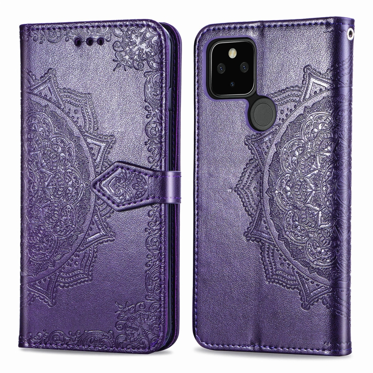 Levně ART Peňaženkový kryt Google Pixel 4a 5G ORNAMENT fialový
