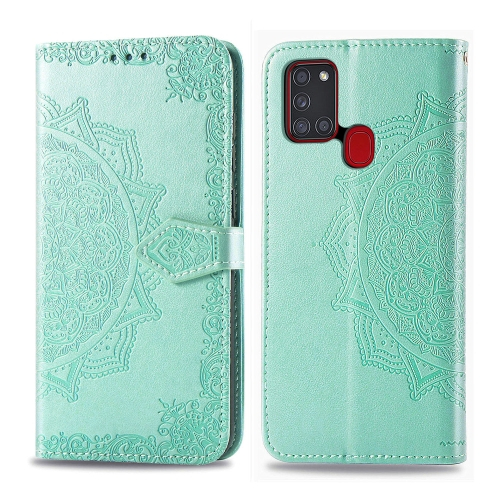 FORCELL ART Peňaženkový kryt Samsung Galaxy A21s ORNAMENT zelený