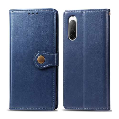 Levně LEATHER BUCKLE Peněženkový obal Sony Xperia 10 II modrý