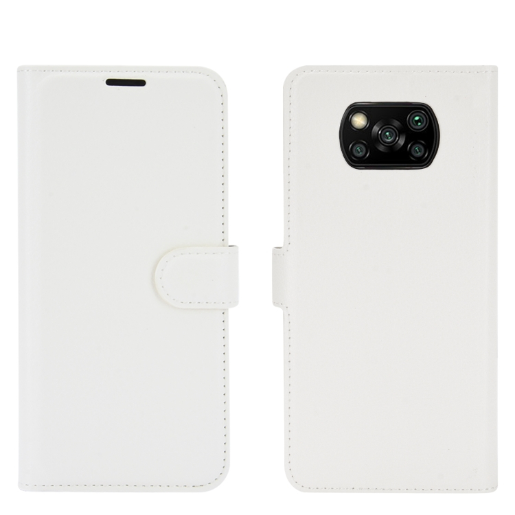 Levně LITCHI Peňaženkový kryt Xiaomi Poco X3 NFC / X3 Pro bílý