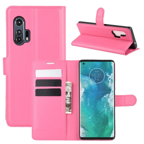 Levně LITCHI Peňaženkový kryt Motorola Edge Plus růžový