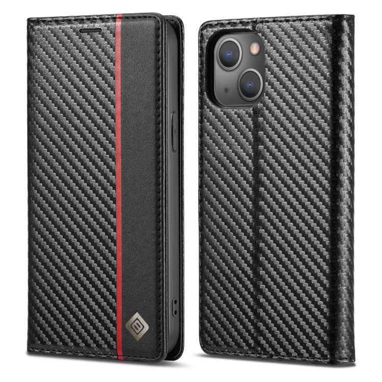 Levně IMEEKE CARBON Peněženkový kryt Apple iPhone 14 Plus černý