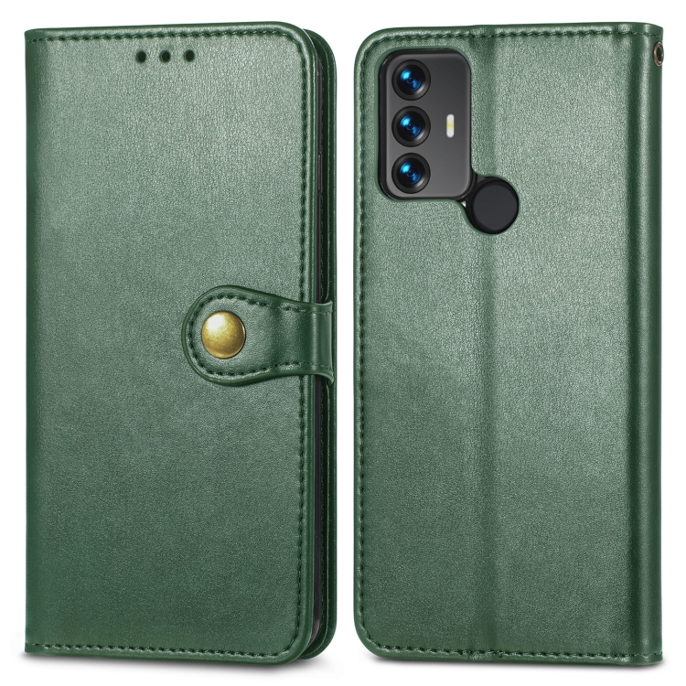 Levně LEATHER BUCKLE Peněženkový obal TCL 30 SE / TCL 306 zelený