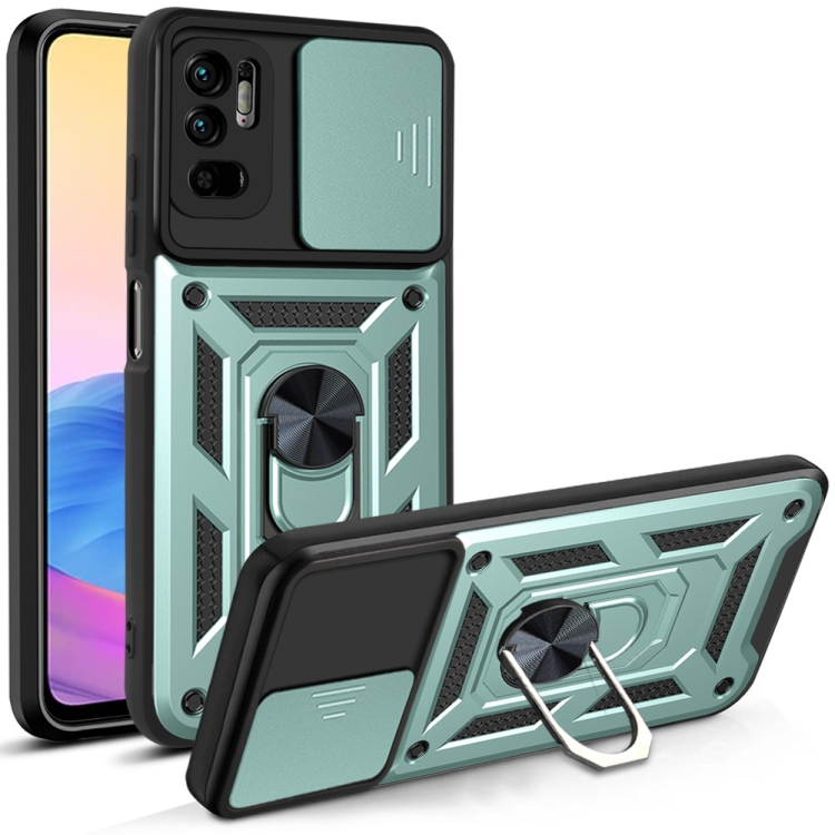 Levně RING Obal s držákem pro Xiaomi Redmi Note 10 5G zelený